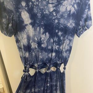 Blue tie dye cut out T shirt dress